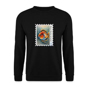 Airbrush-Illustration "Fische 09" DE - Unisex Pullover - Schwarz - Vorne - Alina (178cm) & Michal (187cm)