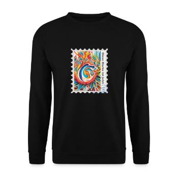 Airbrush-Illustration „Abstrakt 03“ DE - Unisex Pullover - Schwarz - Vorne - Alina (178cm) & Michal (187cm)