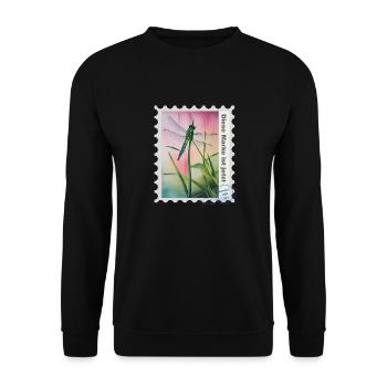 Airbrush-Illustration „Libelle 02“ DE - Unisex Pullover - Schwarz - Vorne - Alina (178cm) & Michal (187cm)