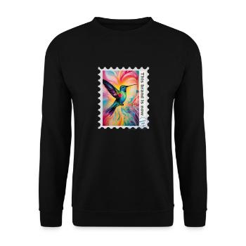 Airbrush-Illustration „Kolibri 03“ EN - Unisex Pullover - Schwarz - Vorne - Alina (178cm) & Michal (187cm)