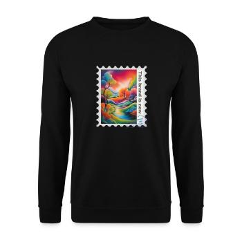 Airbrush-Illustration "Landschaft 03" EN - Unisex Pullover - Schwarz - Vorne - Alina (178cm) & Michal (187cm)