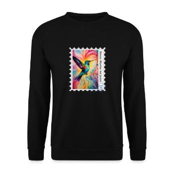 Illustration à l’aérographe « Colibri 03 » DE - Sweat-shirt Unisexe - noir - Devant - Alina (178cm) & Michal (187cm)
