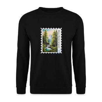 Airbrush-Illustration "Landschaft 02" DE - Unisex Pullover - Schwarz - Vorne - Alina (178cm) & Michal (187cm)