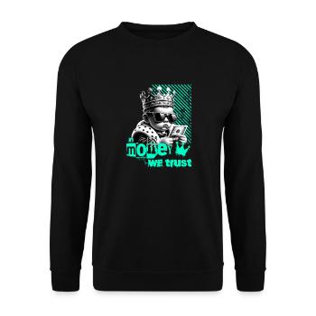 En argent nous faisons confiance avec un motif de dicton cool - Sweat-shirt Unisexe - noir - Devant - Alina (178cm) & Michal (187cm)