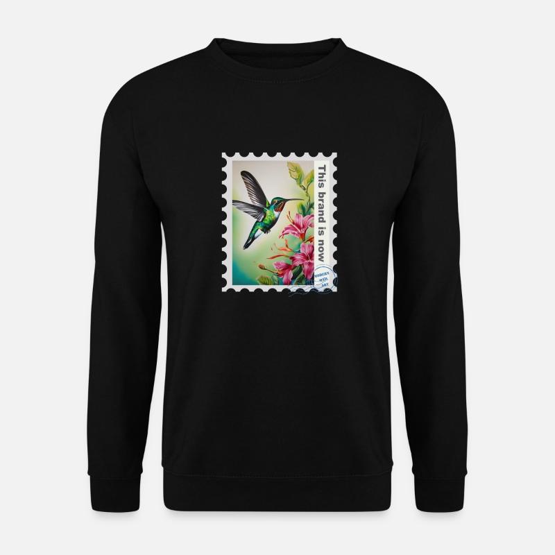 Airbrush-Illustration „Kolibri 04“ EN - Unisex Pullover - Schwarz