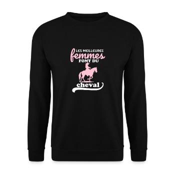 femme à cheval humour 1 - Sweat-shirt Unisexe - noir - Devant - Alina (178cm) & Michal (187cm)