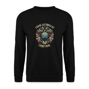 Frohe Weihnacht lieber Papa last Minute Geschenk - Unisex Pullover - Schwarz - Vorne - Alina (178cm) & Michal (187cm)