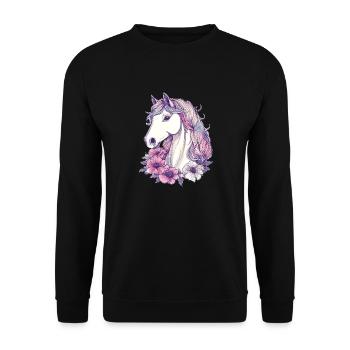 Horse - Unisex Sweatshirt - black - Front - Alina (178cm) & Michal (187cm)