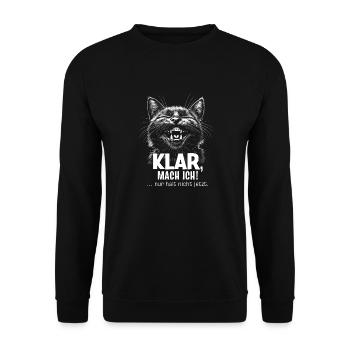 Klar, mach ich! ... nur halt nicht jetzt. Katze - Unisex Pullover - Schwarz - Vorne - Alina (178cm) & Michal (187cm)