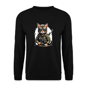Chat Airsoft Chat Chat Jouant Airsoft Cadeau Militaire - Sweat-shirt Unisexe - noir - Devant - Alina (178cm) & Michal (187cm)