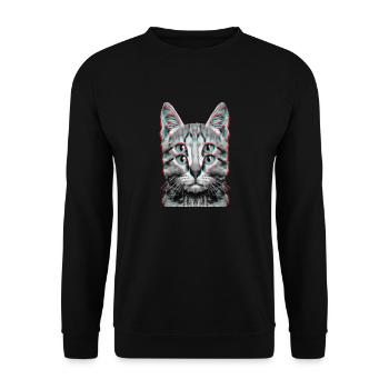 Glitch Weird Cat Kitten Optical Illusion - Unisex Sweatshirt - black - Front - Alina (178cm) & Michal (187cm)