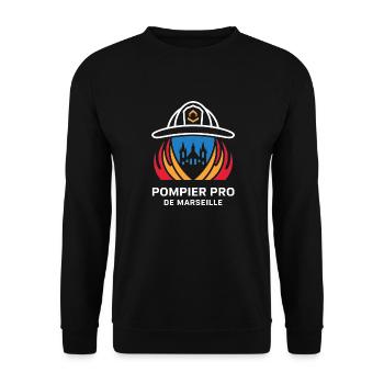 Pompier Pro de Marseille - Sweat-shirt Unisexe - noir - Devant - Alina (178cm) & Michal (187cm)