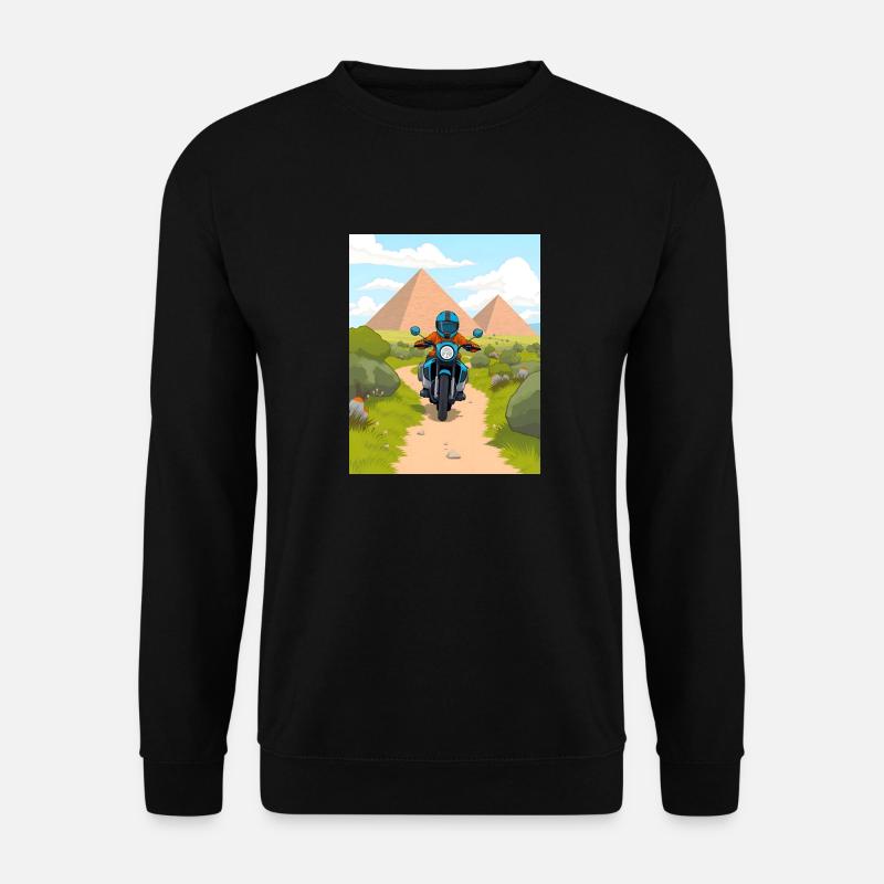 Cartoon Motorrad in der Wüste - Unisex Pullover - Schwarz