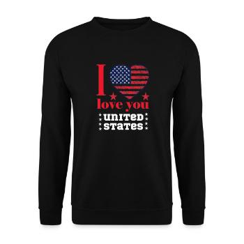 T-shirt I LOVE YOU UNITED STATES 2025 - Sweat-shirt Unisexe - noir - Devant - Alina (178cm) & Michal (187cm)