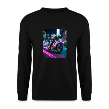 Femme à moto la nuit LA - Sweat-shirt Unisexe - noir - Devant - Alina (178cm) & Michal (187cm)