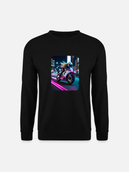 Femme à moto la nuit LA - Sweat-shirt Unisexe - noir