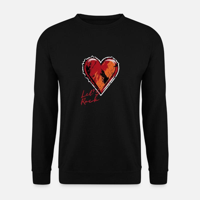 Herz - Lets Rock - Valentinstag und Freundschaft - Unisex Pullover - Schwarz