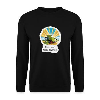 Herr, lass Mais regnen – für die Ernte! - Unisex Pullover - Schwarz - Vorne - Alina (178cm) & Michal (187cm)