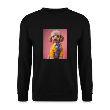 Poodle dog wearing yellow suit and a blue tie - Unisex Sweatshirt - black - Front - Alina (178cm) & Michal (187cm)