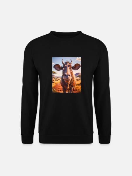 super cute african animals– Wildebeest - Unisex Sweatshirt - black