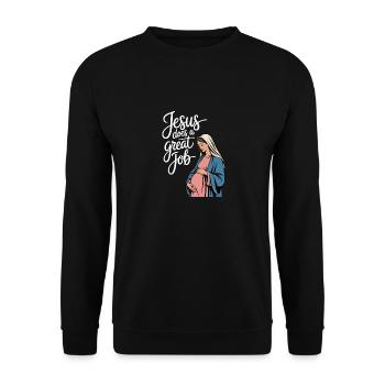 Jesus does a great Job - Unisex Pullover - Schwarz - Vorne - Alina (178cm) & Michal (187cm)