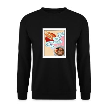 Japanische Collage - Unisex Pullover - Schwarz - Vorne - Alina (178cm) & Michal (187cm)
