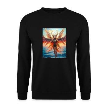 Alkonost, Slavic mythical bird with a divine voice - Unisex Sweatshirt - black - Front - Alina (178cm) & Michal (187cm)