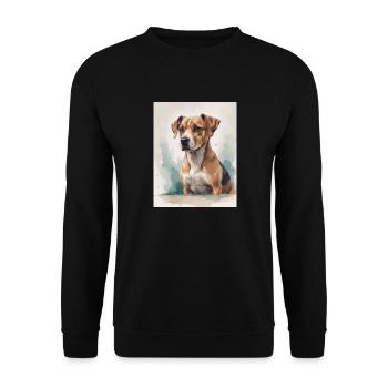 Dog Portrait Watercolor - Unisex Sweatshirt - black - Front - Alina (178cm) & Michal (187cm)