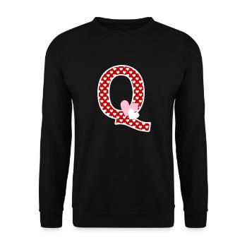 Buchstabe q Herz - Unisex Pullover - Schwarz - Vorne - Alina (178cm) & Michal (187cm)