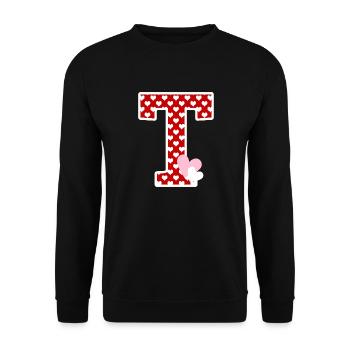 Lettre t cœur - Sweat-shirt Unisexe - noir - Devant - Alina (178cm) & Michal (187cm)