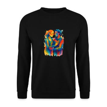 0013 amour abstrait - Sweat-shirt Unisexe - noir - Devant - Alina (178cm) & Michal (187cm)