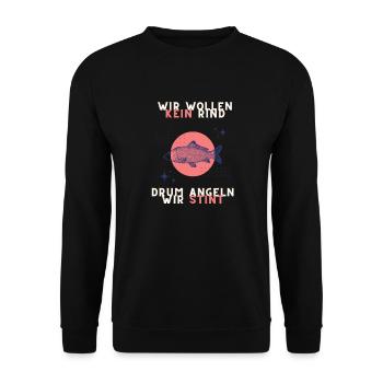 wir wollen kein Rind, drum angeln wir Stint - Unisex Pullover - Schwarz - Vorne - Alina (178cm) & Michal (187cm)