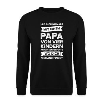 Papa 4 Kinder 4 Kinder Geschenk - Unisex Pullover - Schwarz - Vorne - Alina (178cm) & Michal (187cm)