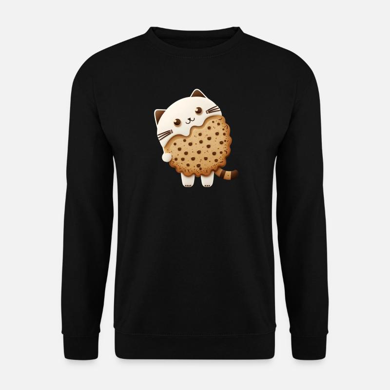 Kawaii Keks Katze mit Schokostückchen - Unisex Pullover - Schwarz