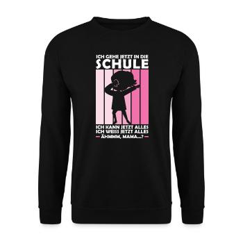 Schulkind Dabbing Schulstart Geschenk - Unisex Pullover - Schwarz - Vorne - Alina (178cm) & Michal (187cm)