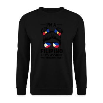 Philippinisch Filipino Philippinisches Geschenk - Unisex Pullover - Schwarz - Vorne - Alina (178cm) & Michal (187cm)