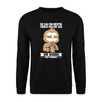Abschied Kollegin Abschiedsparty Geschenk - Unisex Pullover - Schwarz - Vorne - Alina (178cm) & Michal (187cm)