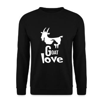 Chèvre, chèvre « chèvre amour » barbiche - Sweat-shirt Unisexe - noir - Devant - Alina (178cm) & Michal (187cm)