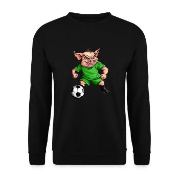green soccer piggy - Unisex Sweatshirt - black - Front - Alina (178cm) & Michal (187cm)