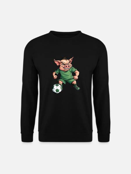 Schweinchen Fussballer grün - Unisex Pullover - Schwarz