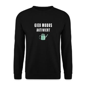 Giess Modus Aktiviert - Unisex Pullover - Schwarz - Vorne - Alina (178cm) & Michal (187cm)