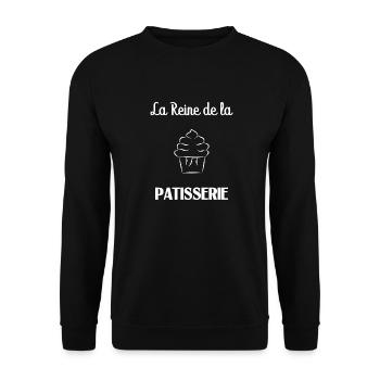 REINE DE LA PATISSERIE. GOURMANDE. PATISSERIE - Sweat-shirt Unisexe - noir - Devant - Alina (178cm) & Michal (187cm)