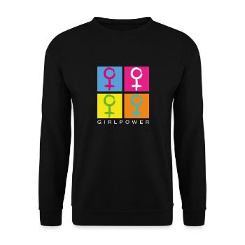 Égalité femmes-puissance symbole vintage - Sweat-shirt Unisexe - noir - Devant - Alina (178cm) & Michal (187cm)