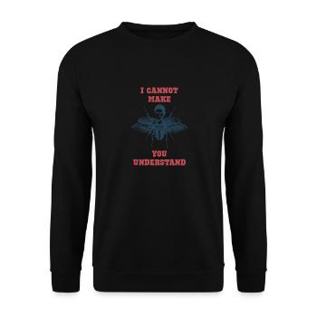 I cannot make you understand Geschenk Franz Kafka - Unisex Pullover - Schwarz - Vorne - Alina (178cm) & Michal (187cm)