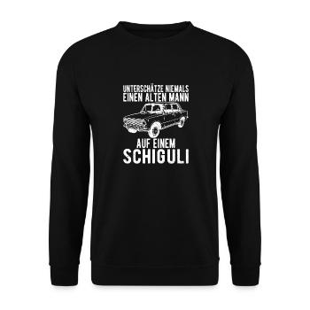 Schiguli Lada Russland Auto Lustiger Spruch - Unisex Pullover - Schwarz - Vorne - Alina (178cm) & Michal (187cm)