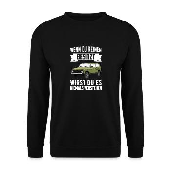 Lada Niva 4x4 Offroad Russland UdSSR - Unisex Pullover - Schwarz - Vorne - Alina (178cm) & Michal (187cm)