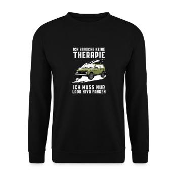 Therapie Lada Niva 4x4 Offroad Geländewagen - Unisex Pullover - Schwarz - Vorne - Alina (178cm) & Michal (187cm)