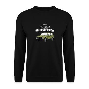 The old school motors of russia Lada Niva - Unisex Pullover - Schwarz - Vorne - Alina (178cm) & Michal (187cm)