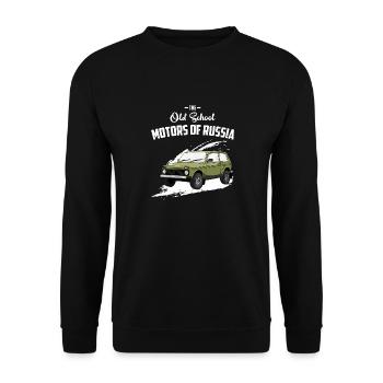The old school motors of russia Lada Niva - Unisex Pullover - Schwarz - Vorne - Alina (178cm) & Michal (187cm)