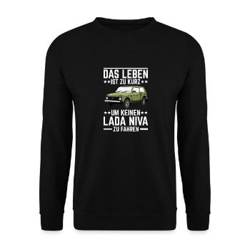 Leben Lada Niva 4x4 Offroad Geländewagen - Unisex Pullover - Schwarz - Vorne - Alina (178cm) & Michal (187cm)